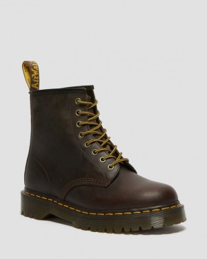 Dr. Martens 1460 Bex Crazy Horse Leather Lace Up Boots Ciemny Brązowe | SN-DM85122