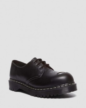 Dr. Martens 1461 Bex Exposed Steel Toe Oxford Shoes Czarne | SN-DM84517