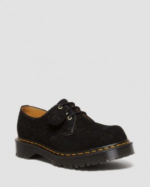 Dr. Martens 1461 Bex Made in England Emboss Suede Oxford Shoes Czarne | SN-DM84541