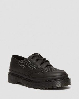 Dr. Martens 1461 Bex Ripstop Grid Oxford Shoes Black/Black/White | SN-DM84727