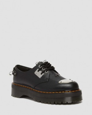 Dr. Martens 1461 Piercing Milled Nappa Leather Platform Shoes Czarne | SN-DM84516
