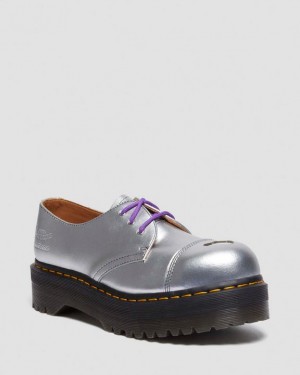 Dr. Martens 1461 Platform MADEME Leather Oxford Shoes Srebrne | SN-DM84717
