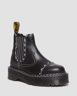 Dr. Martens 2976 Gothic Americana Leather Platform Chelsea Boots Czarne | SN-DM84921
