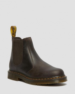 Dr. Martens 2976 Slip Resistant Leather Chelsea Boots Ciemny Brązowe | SN-DM84922