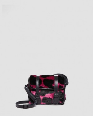Dr. Martens 7 Inch Faux Fur Cow Print Crossbody Bag Pink/Black | SN-DM84755