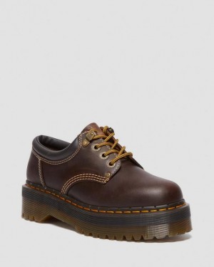 Dr. Martens 8053 Arc Crazy Horse Leather Platform Casual Shoes Ciemny Brązowe | SN-DM85157