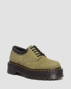Dr. Martens 8053 Tumbled Nubuck Leather Platform Casual Shoes Oliwkowe | SN-DM84729