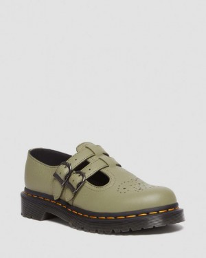 Dr. Martens 8065 Virginia Leather Mary Jane Shoes Oliwkowe | SN-DM84467