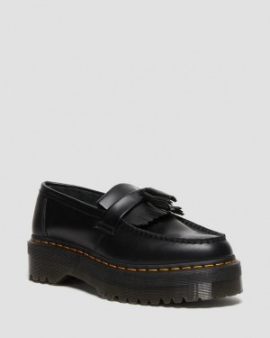 Dr. Martens Adrian Leather Platform Tassel Loafers Czarne | SN-DM85009