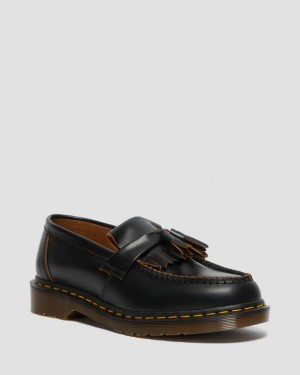 Dr. Martens Adrian Made in England Quilon Leather Tassel Loafers Czarne | SN-DM84485