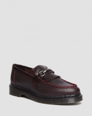 Dr. Martens Adrian Snaffle Pebble Grain Leather Kiltie Loafers Bordowe | SN-DM84478