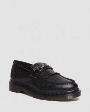 Dr. Martens Adrian Snaffle Pebble Grain Leather Kiltie Loafers Czarne | SN-DM84481