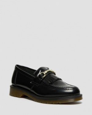 Dr. Martens Adrian Snaffle Smooth Leather Kiltie Loafers Czarne | SN-DM85018