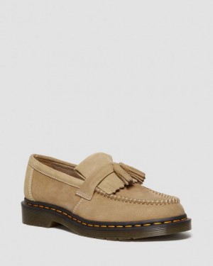 Dr. Martens Adrian Tumbled Nubuck Leather Tassel Loafers Brązowe | SN-DM85014
