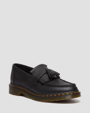Dr. Martens Adrian Virginia Leather Tassel Loafers Czarne | SN-DM84490