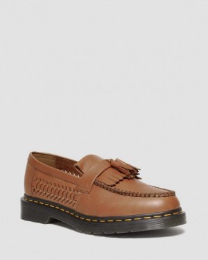 Dr. Martens Adrian Woven Leather Tassel Loafers Brązowe | SN-DM85003
