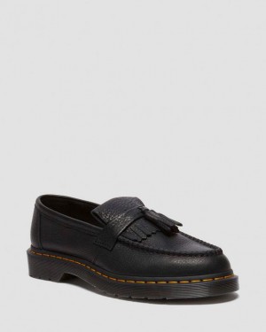 Dr. Martens Adrian Yellow Stitch Ambassador Leather Loafers Czarne | SN-DM85023