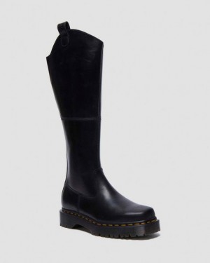 Dr. Martens Amaayah Knee High Leather Boots Czarne | SN-DM84699