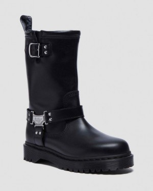 Dr. Martens Anistone Hi Leather Biker Boots Czarne | SN-DM84703