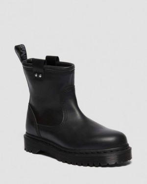 Dr. Martens Anistone Lo Leather Biker Boots Czarne | SN-DM84701