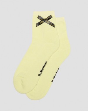 Dr. Martens Ankle Bow Organic Cotton Blend Socks Cytrynowy Żółte | SN-DM85238