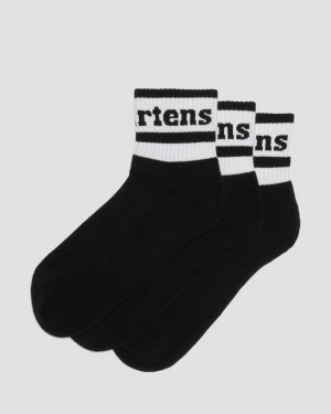 Dr. Martens Athletic Logo Cotton Blend Short 3-Pack Socks Czarne | SN-DM85253