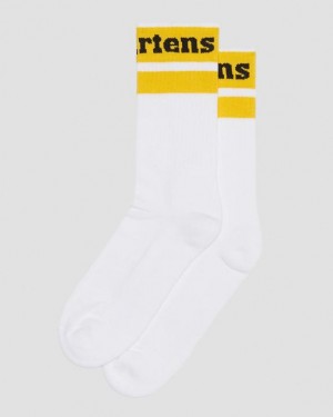 Dr. Martens Athletic Logo Organic Cotton Blend Socks White/Yellow | SN-DM85243