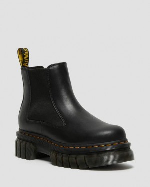 Dr. Martens Audrick Nappa Leather Platform Chelsea Boots Czarne | SN-DM85116