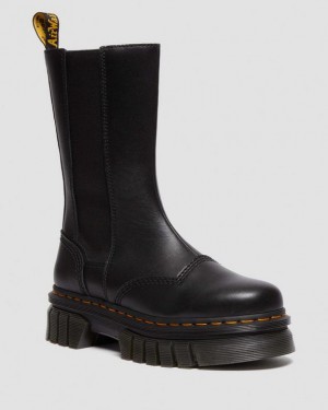 Dr. Martens Audrick Tall Nappa Leather Platform Chelsea Boots Czarne | SN-DM84667