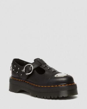 Dr. Martens Bethan Piercing Leather Platform Mary Jane Shoes Czarne | SN-DM84722