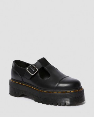 Dr. Martens Bethan Polished Smooth Leather Platform Shoes Czarne | SN-DM84462