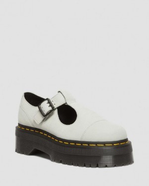 Dr. Martens Bethan Tumbled Nubuck Leather Platform Mary Jane Shoes Mięta | SN-DM84460