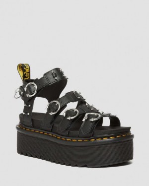 Dr. Martens Blaire Piercing Leather Platform Sandals Czarne | SN-DM84626