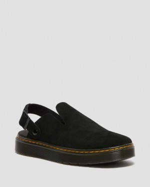 Dr. Martens Carlson Suede Casual Slingback Mules Czarne | SN-DM85091