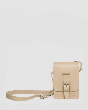 Dr. Martens Carrara Leather Vertical Crossbody Bag Beżowe | SN-DM84751