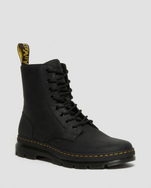 Dr. Martens Combs Leather Casual Boots Czarne | SN-DM84418