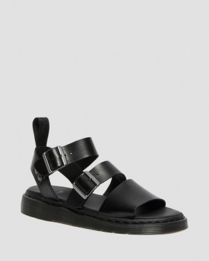 Dr. Martens Gryphon Brando Leather Gladiator Sandals Czarne | SN-DM84627