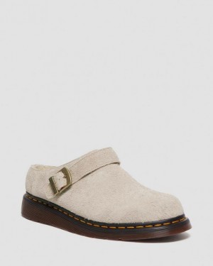 Dr. Martens Isham Faux Shearling Lined Suede Slingback Mules Szare Brązowe | SN-DM85066