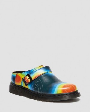 Dr. Martens Isham Genix Nappa Reclaimed Thermal Map Leather Slingback Mule Kolorowe | SN-DM85083
