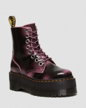 Dr. Martens Jadon Max Boot Distressed Leather Platforms Różowe | SN-DM85117