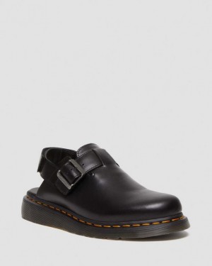 Dr. Martens Jorge II Brando Leather Slingback Mules Czarne | SN-DM85092