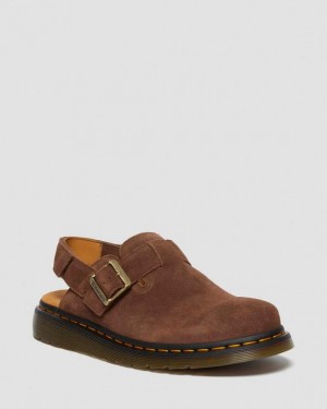 Dr. Martens Jorge II Bronx Suede Slingback Mule Brązowe | SN-DM84614