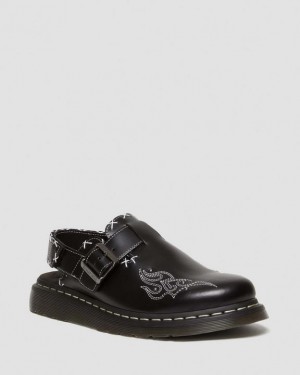 Dr. Martens Jorge II Gothic Americana Leather Slingback Mules Czarne | SN-DM84591