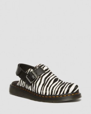 Dr. Martens Jorge II Hair-on Animal Print Slingback Mules Black/White | SN-DM84583