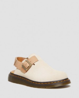Dr. Martens Jorge II Suede & Leather Slingback Mules Beige/Beige | SN-DM85075