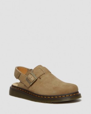 Dr. Martens Jorge II Tumbled Nubuck Leather Slingback Mules Brązowe | SN-DM85088