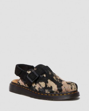 Dr. Martens Jorge Ii Contrast Hair On Slingback Mule Black/Beige | SN-DM84616