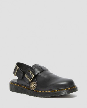 Dr. Martens Jorge Made in England Leather Slingback Mules Czarne | SN-DM84586