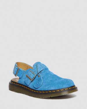 Dr. Martens Jorge Made in England Suede Slingback Mules Niebieskie | SN-DM84579