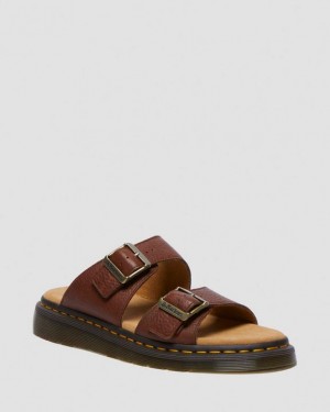 Dr. Martens Josef Ambassador Leather Buckle Sandal Slides Brązowe | SN-DM85109